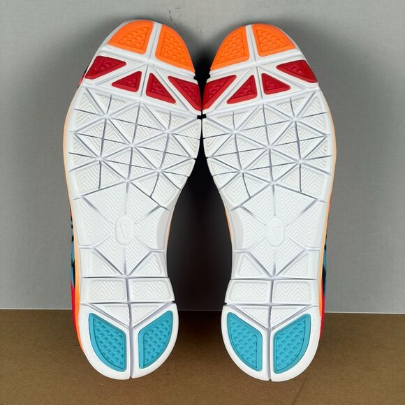 Nike Free 5.0 TR Fit 4 Print Running Shoes Womens 8 Orange Pink Blue Like New - Picture 7 of 10